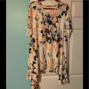 Sharbite tunic, 3X, pretty in peachy pink & navy